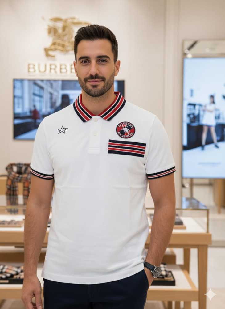 Burberry White Premium Exclusive Polo T-shirt-1