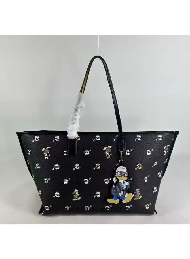 Karl Lagerfeld X Donald Duck Print Black Tassle Tote Bag-thumb-0