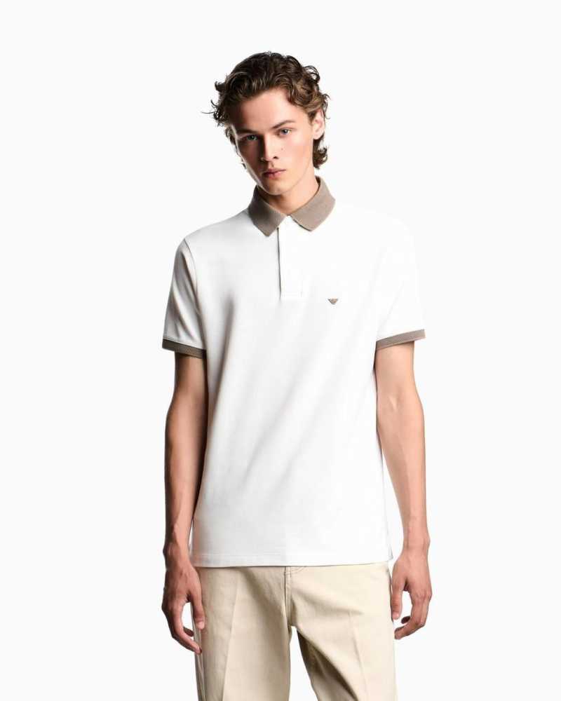 Emporio Armani White Premium Quality Polo T-shirt-thumb-0