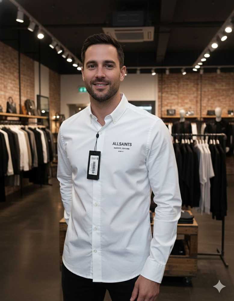 All Saint Embroidered White Premium Cotton Shirt-thumb-0