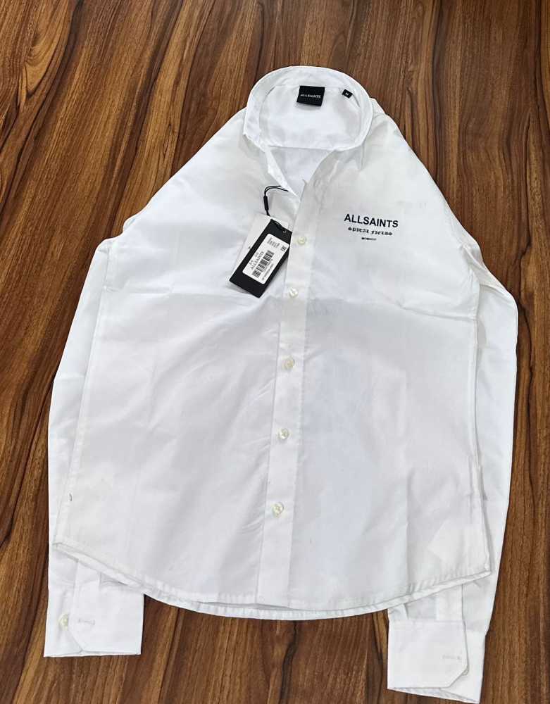 All Saint Embroidered White Premium Cotton Shirt-thumb-1