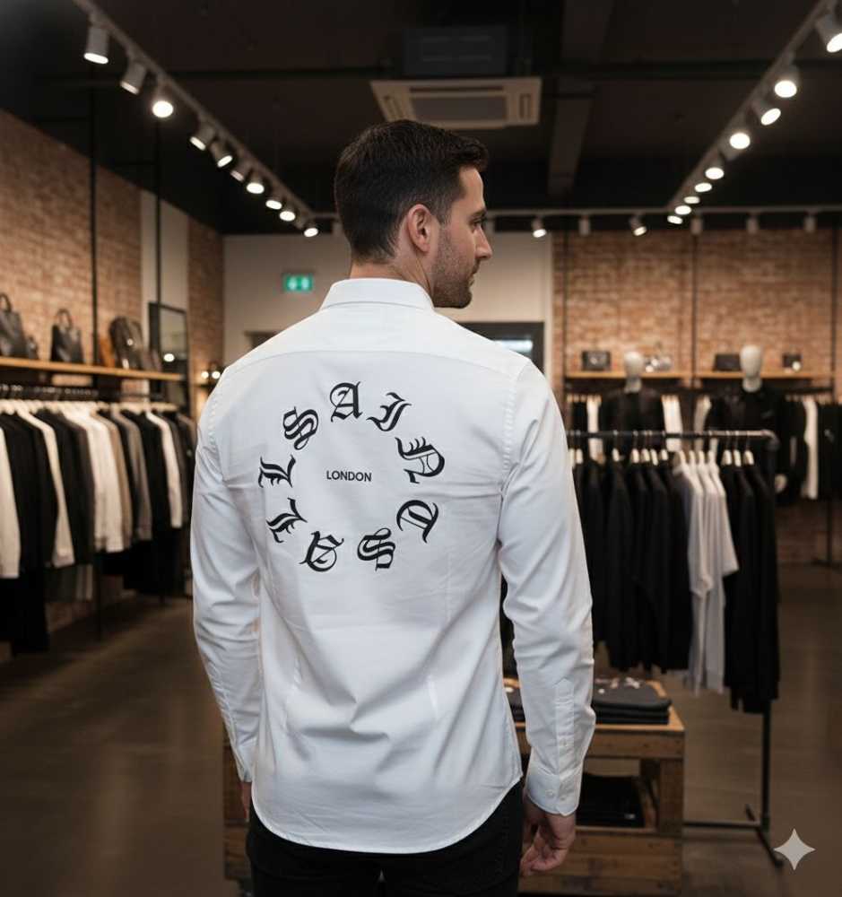 All Saint Embroidered White Premium Cotton Shirt-thumb-2