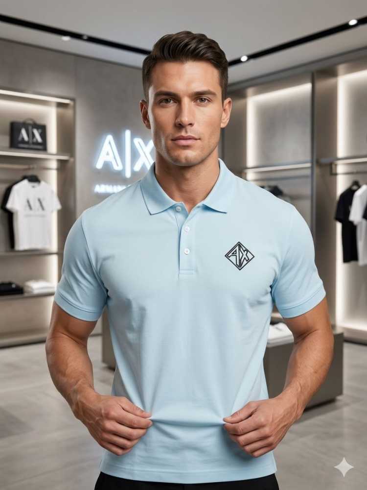 Armani Exchange Sky Blue Premium Quality Polo Shirt-thumb-0