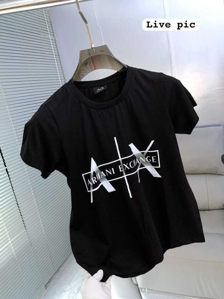 Armani Exchange Black Premium Quality Women T-shirt-1