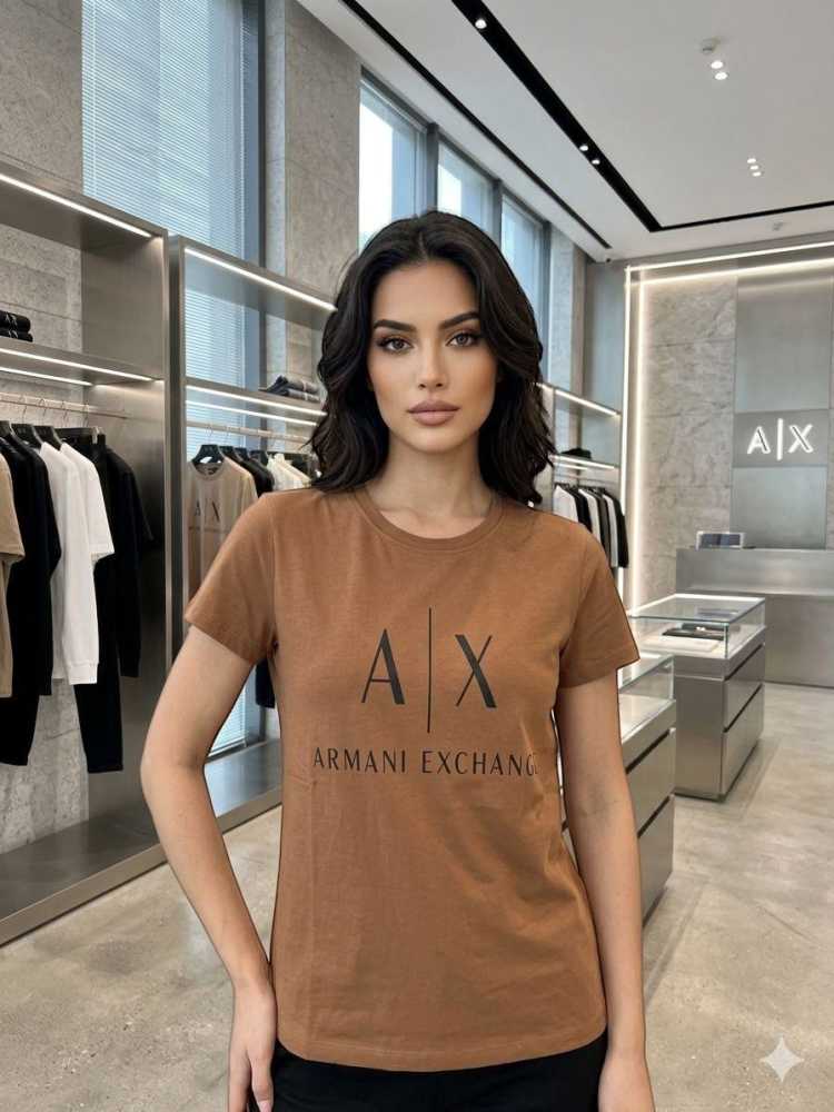 Armani Exchange Brown Premium Quality Women T-shirt-thumb-0