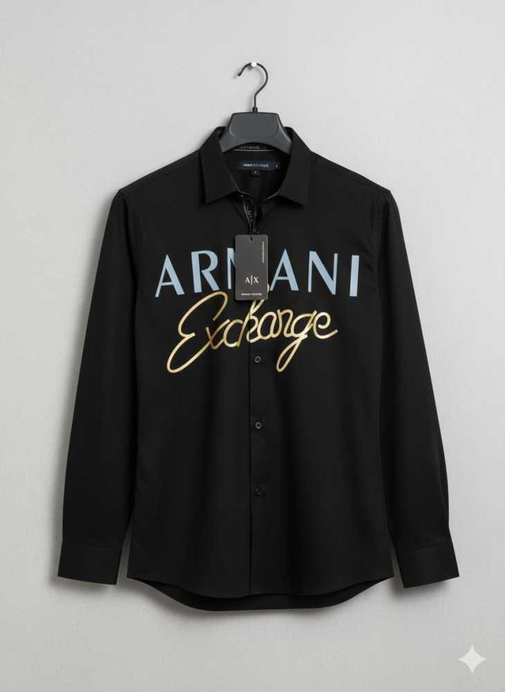 Armani Exchange Black Premium Quality Cotton Shirt-thumb-0