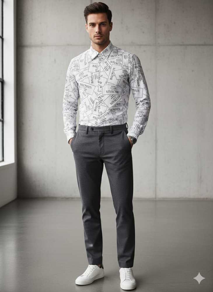 Balmain Embroidered White Premium Cotton Shirt-thumb-1