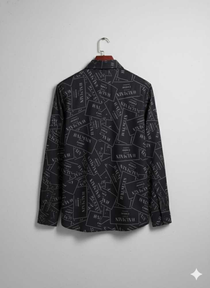 Balmain Embroidered Black Premium Cotton Shirt-thumb-2