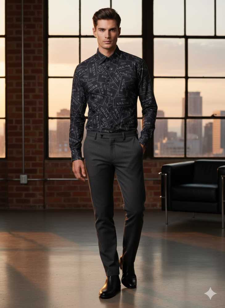 Balmain Embroidered Black Premium Cotton Shirt-thumb-0