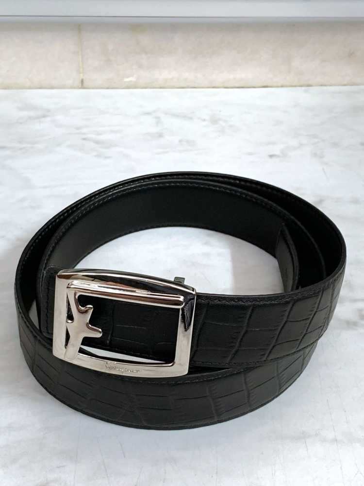 Salvatore Ferragamo Silver & Black Premium Quality Leather Belt-3