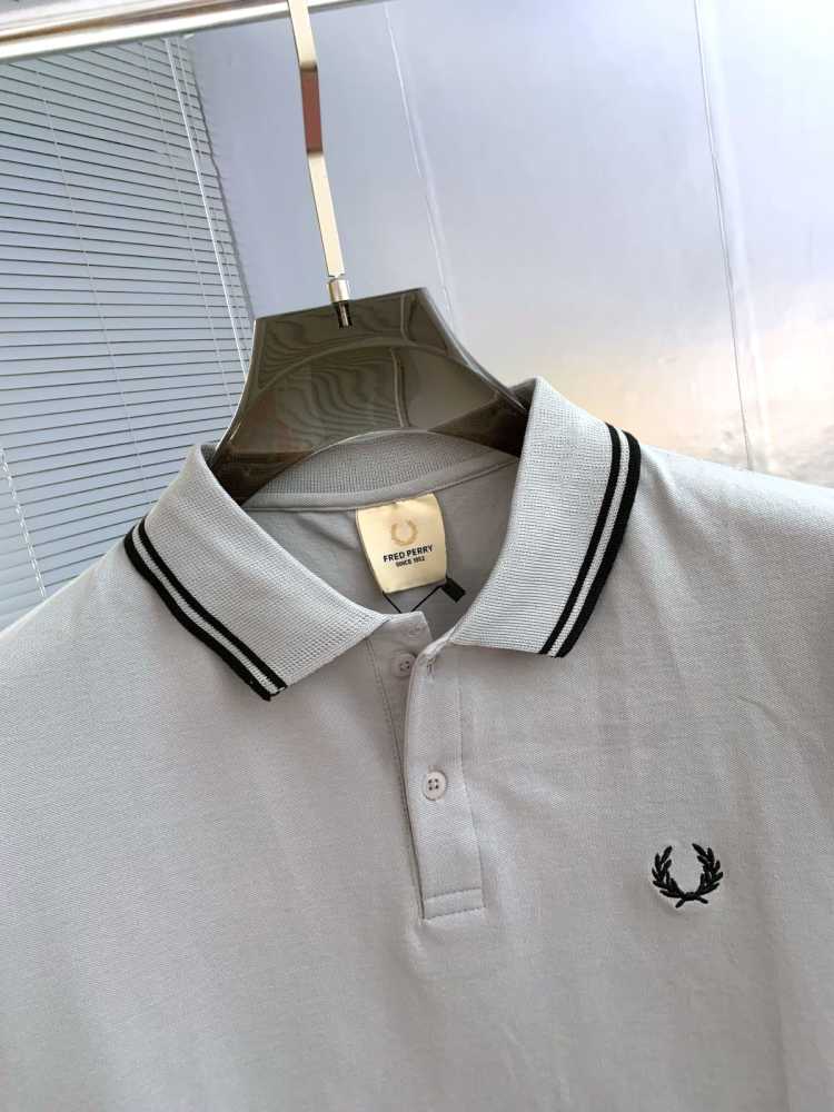 Fred Perry Embroidered logo Grey Premium T-shirt-2