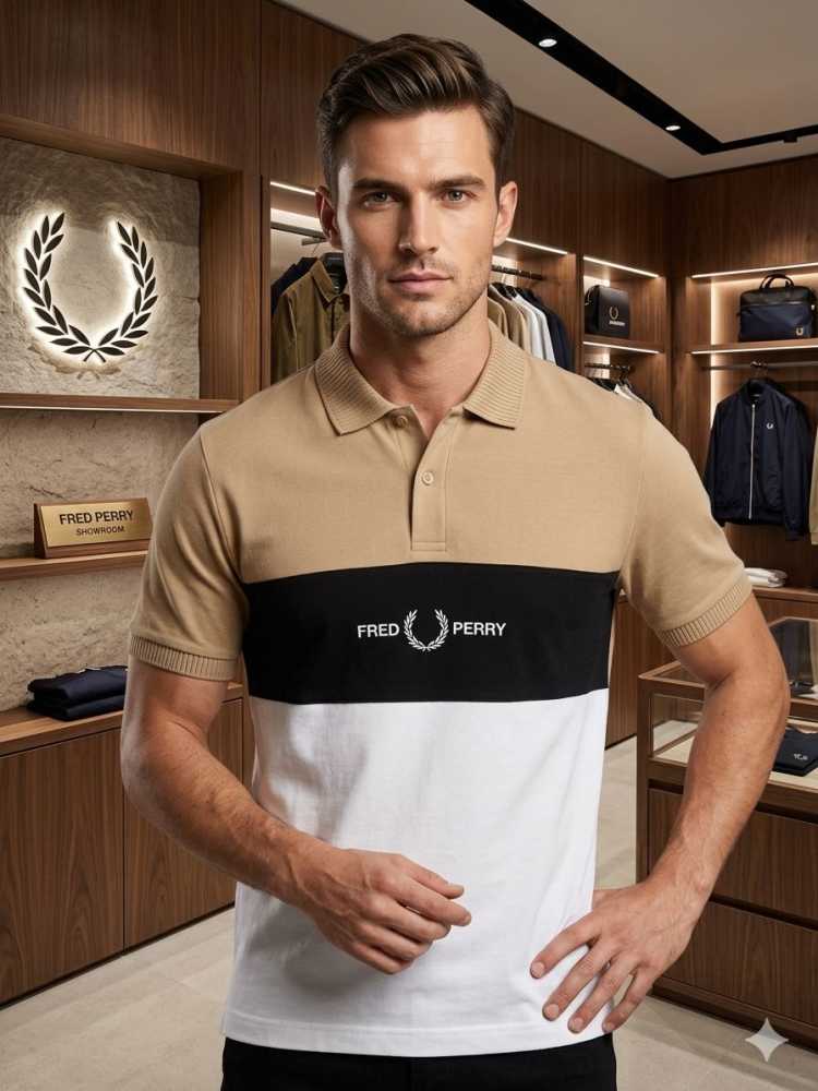 Fred Perry Embroidered logo Brown Premium T-shirt