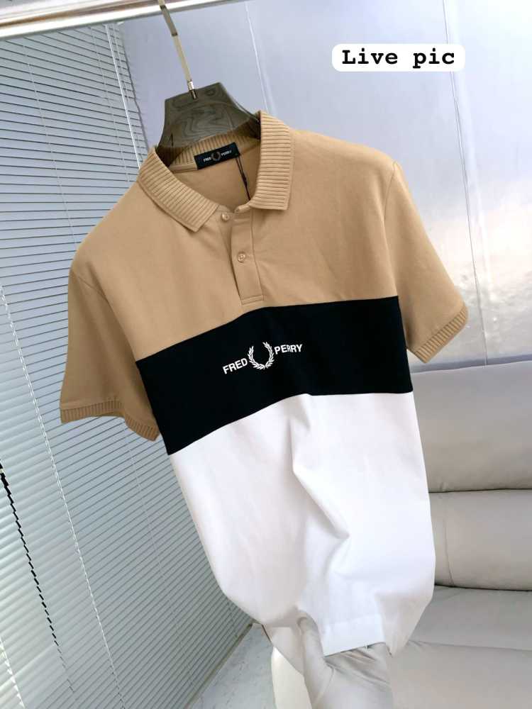 Fred Perry Embroidered logo Brown Premium T-shirt-1