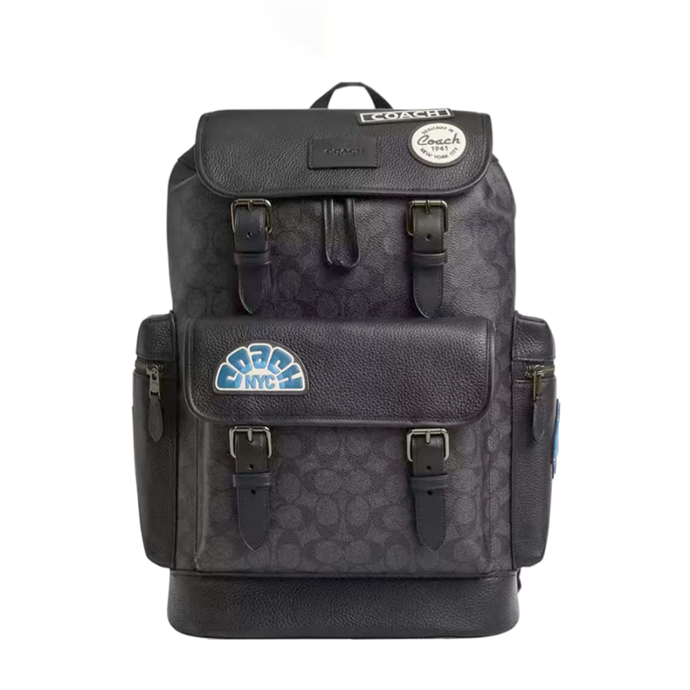 Coach Black Backpack In Signature Canvas