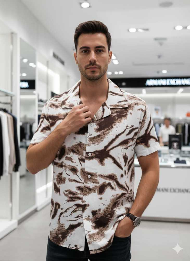 Armani Exchange Printed Premium Quality Short Sleeve Shirt-1