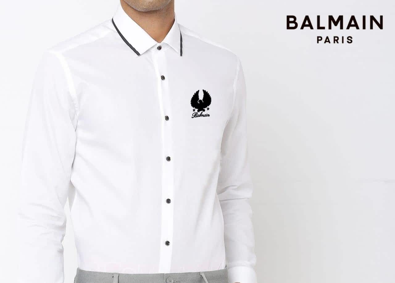 Balmain Embroidered White Premium Cotton Shirt