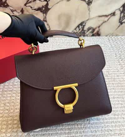Ferragamo Gancini Burgundy Handbag