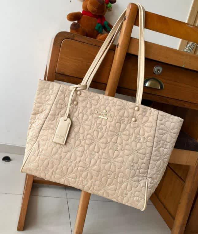 Kate Spade Tilly Quilted Cream Tote Bag