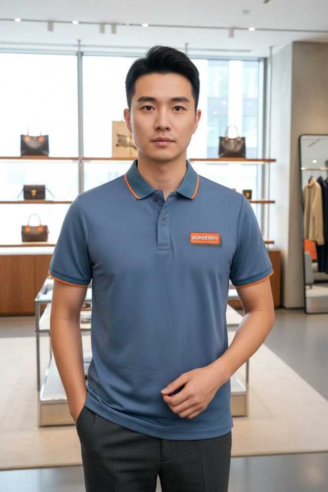 Burberry Sky Blue Premium Exclusive Polo T-shirt