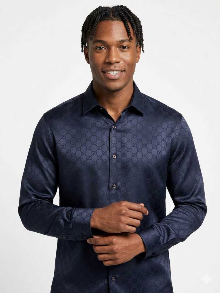 Gucci Navy Blue Premium Quality Cotton Shirt