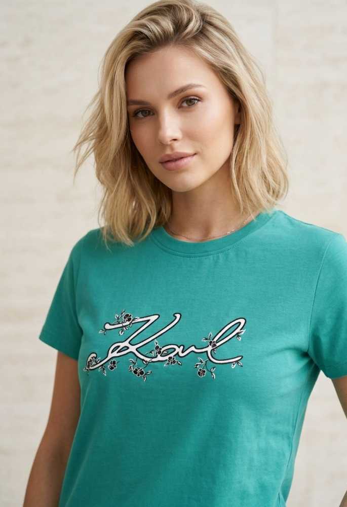 Karl Lagerfeld Green Premium Quality Women T-shirt