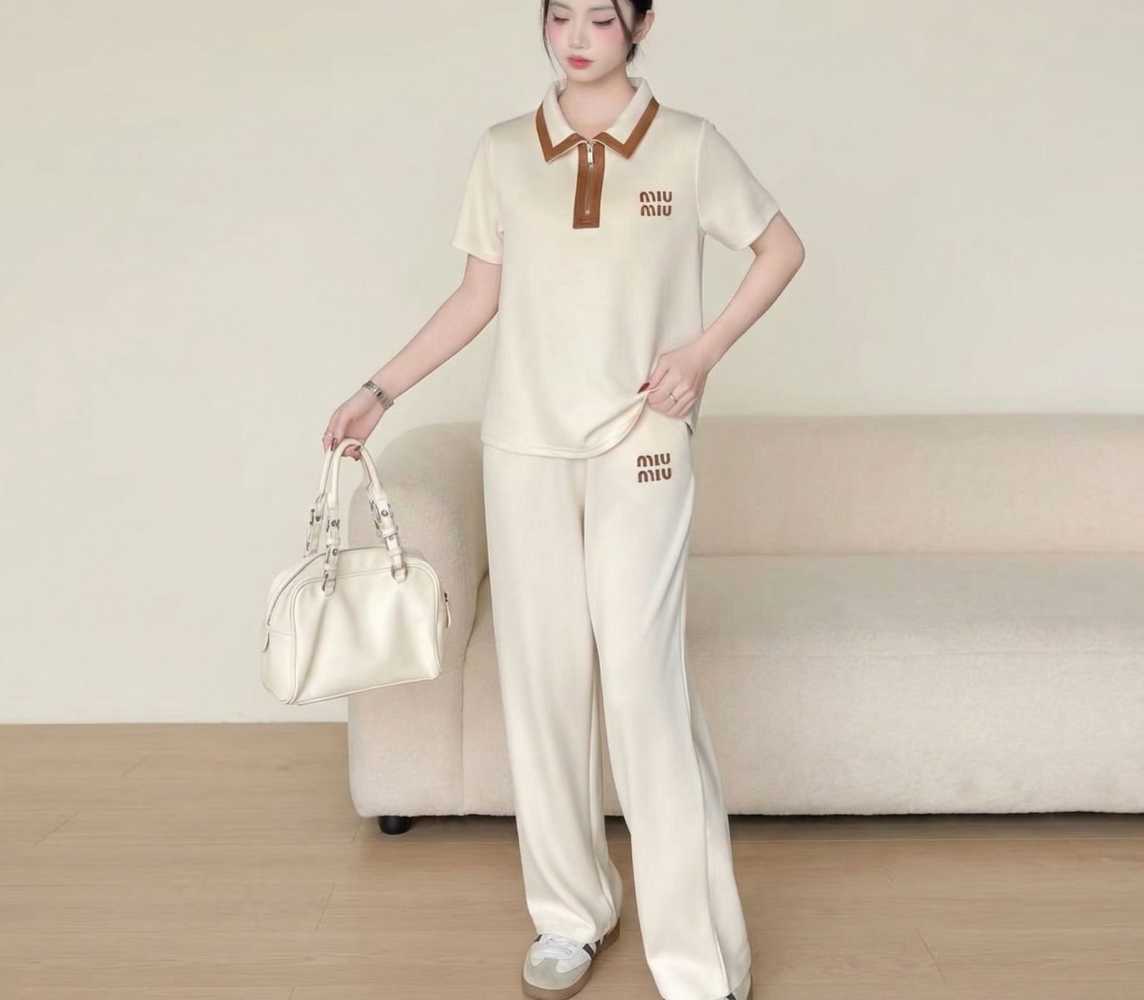 Miu Miu Cream Premium Cotton Co-ord Set