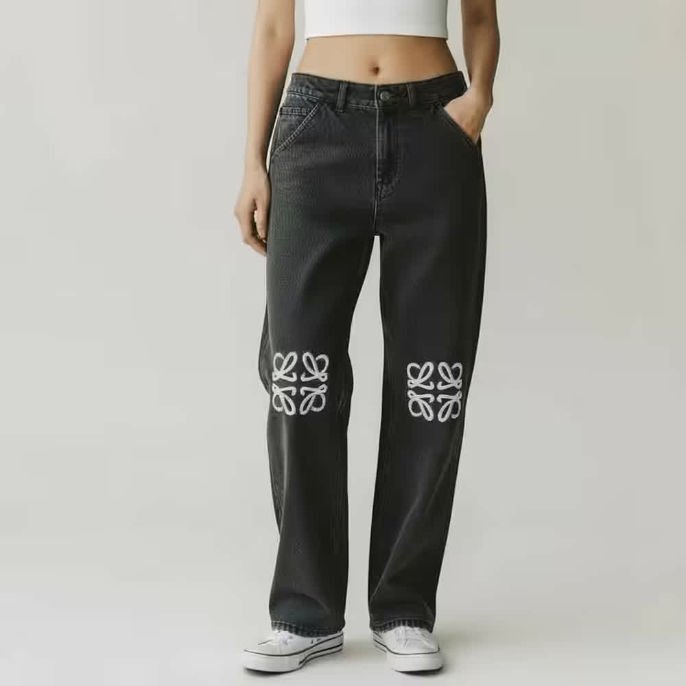 Loewe Anagram Black Baggy Jeans