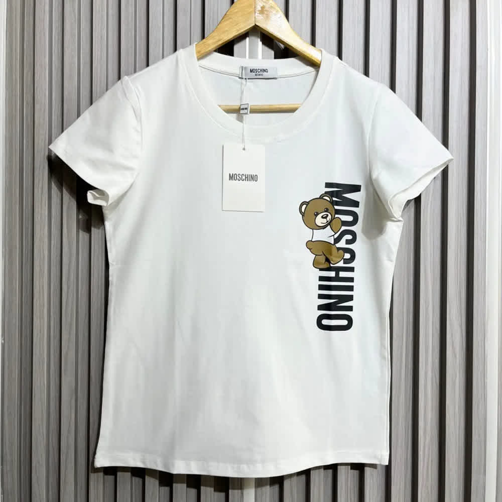 Moschino Teddy Bear Graphic White Cotton T-Shirt