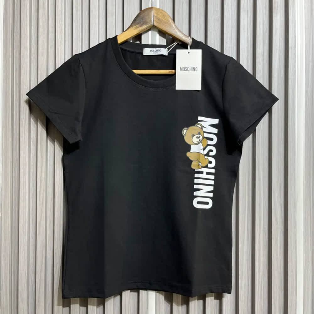 Moschino Teddy Bear Graphic Black Cotton T-Shirt
