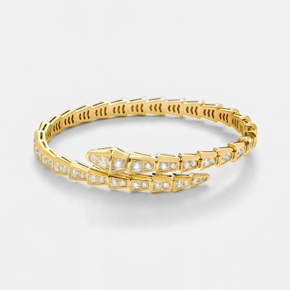 Bvlgari Serpenti Viper 18k Gold Full Pavé Diamonds Bracelet