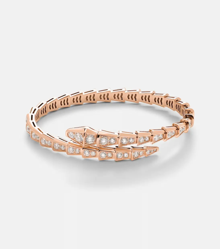 Bvlgari Serpenti Viper 18k Rose Gold Full Pavé Diamonds Bracelet