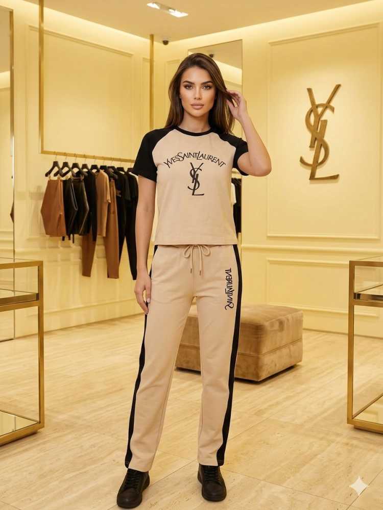 Ysl Cream Premium Quality Co-ord Set