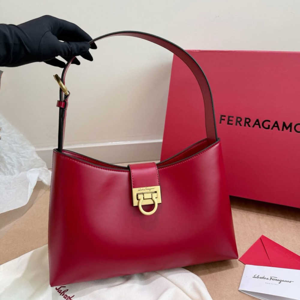 Ferragamo Trifolio Wine Shoulder Bag