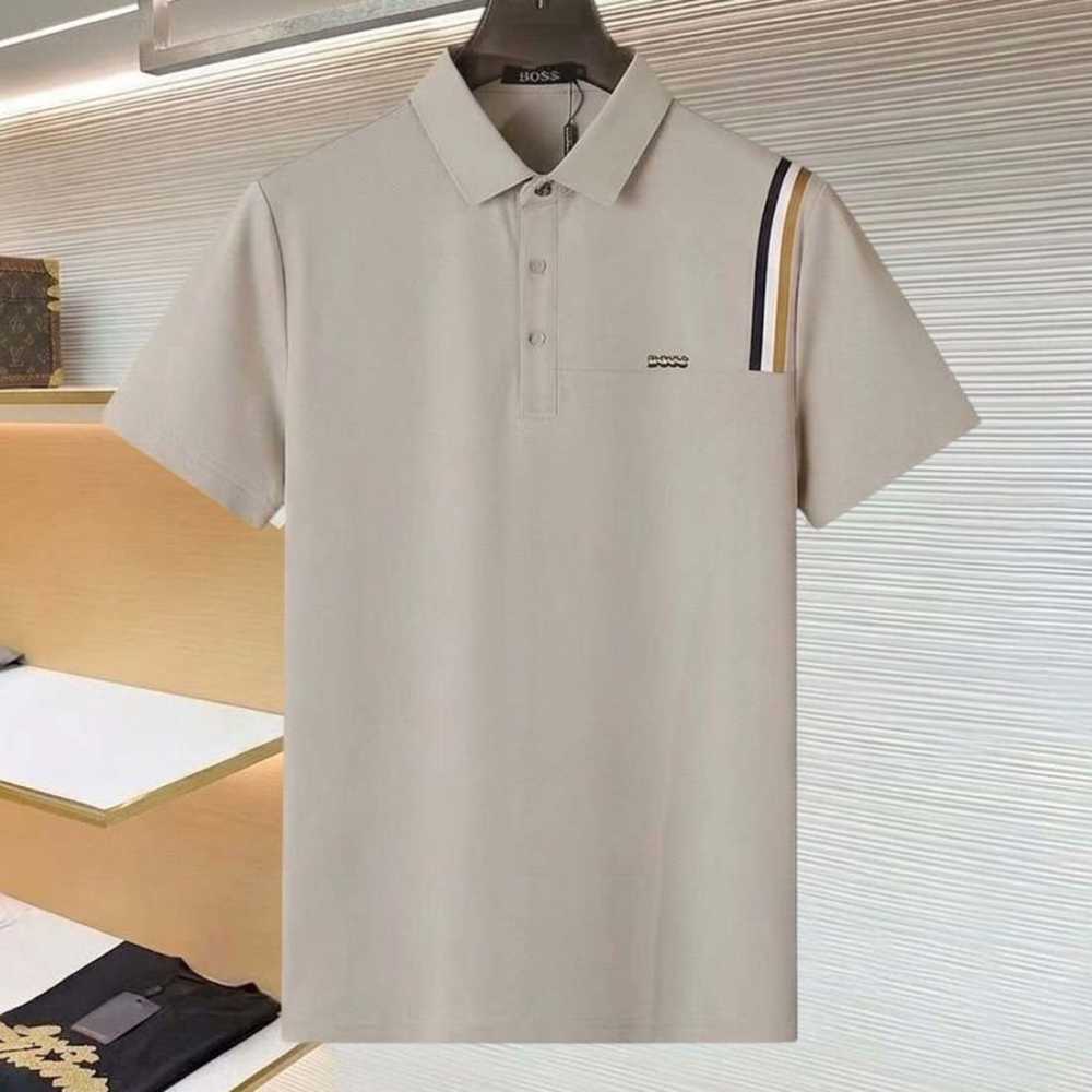 Boss Menswear Contrast-Stripe Beige Polo Shirt
