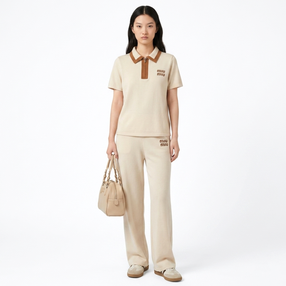 Miu Miu Cream Premium Cotton Co-ord Set