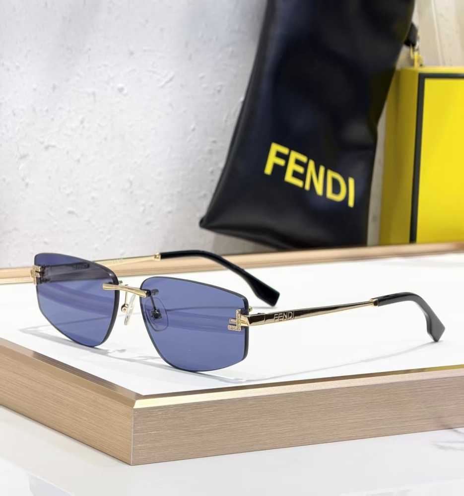 Fendi First Crystal Blue Rimless Sunglasses