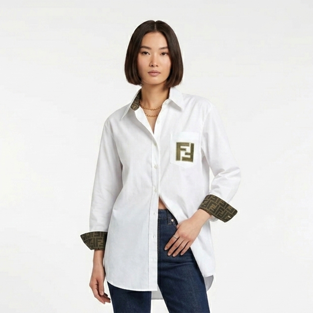 Fendi White Premium Quality Womens Shirt
