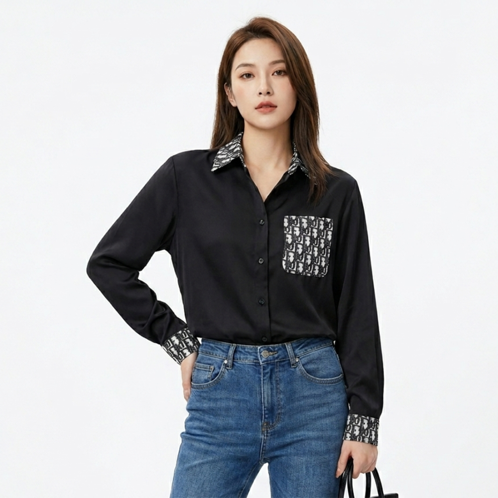 Dior Black Premium Quality Womens Shirt