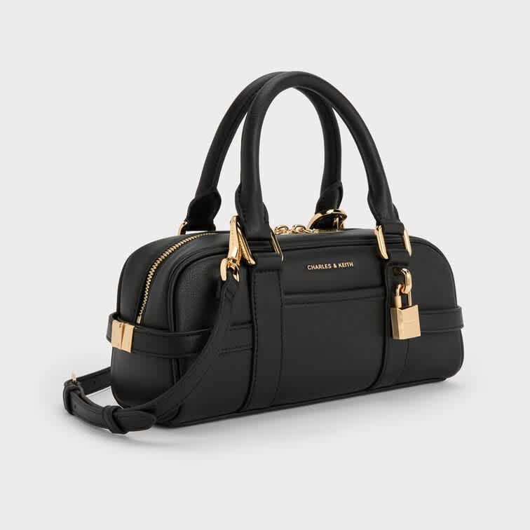 Charles & Keith Scottie Black Bowling Bag