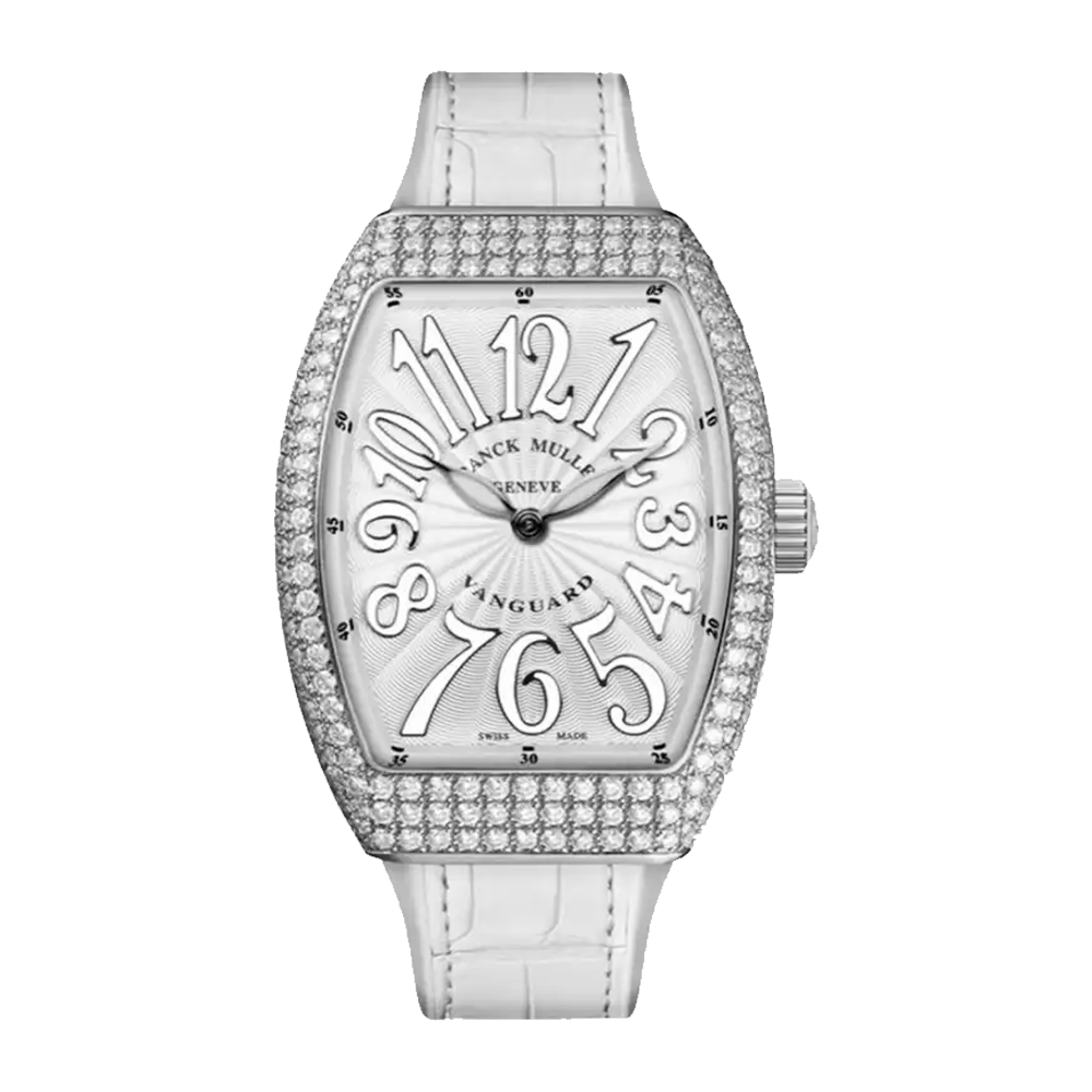 Franck Muller Lady Vanguard White Band Diamond Timepiece V32 QZ RS