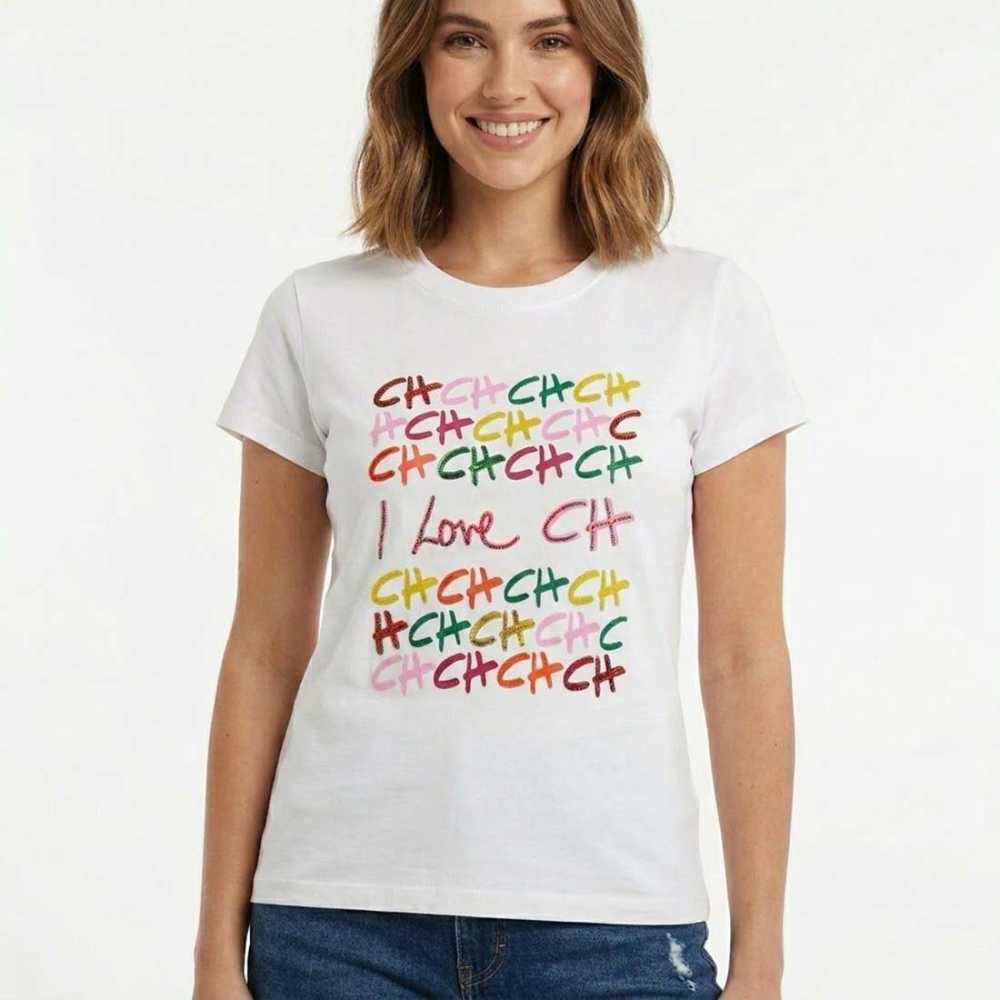 Carolina Herrera Graffiti Logo White Cotton T-Shirt