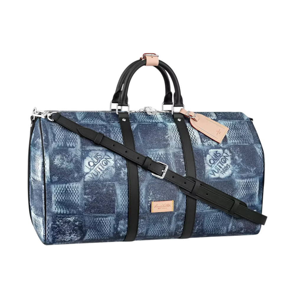 Louis Vuitton LV Damier Keepall Bandoulire Navy Blue Duffle Bag