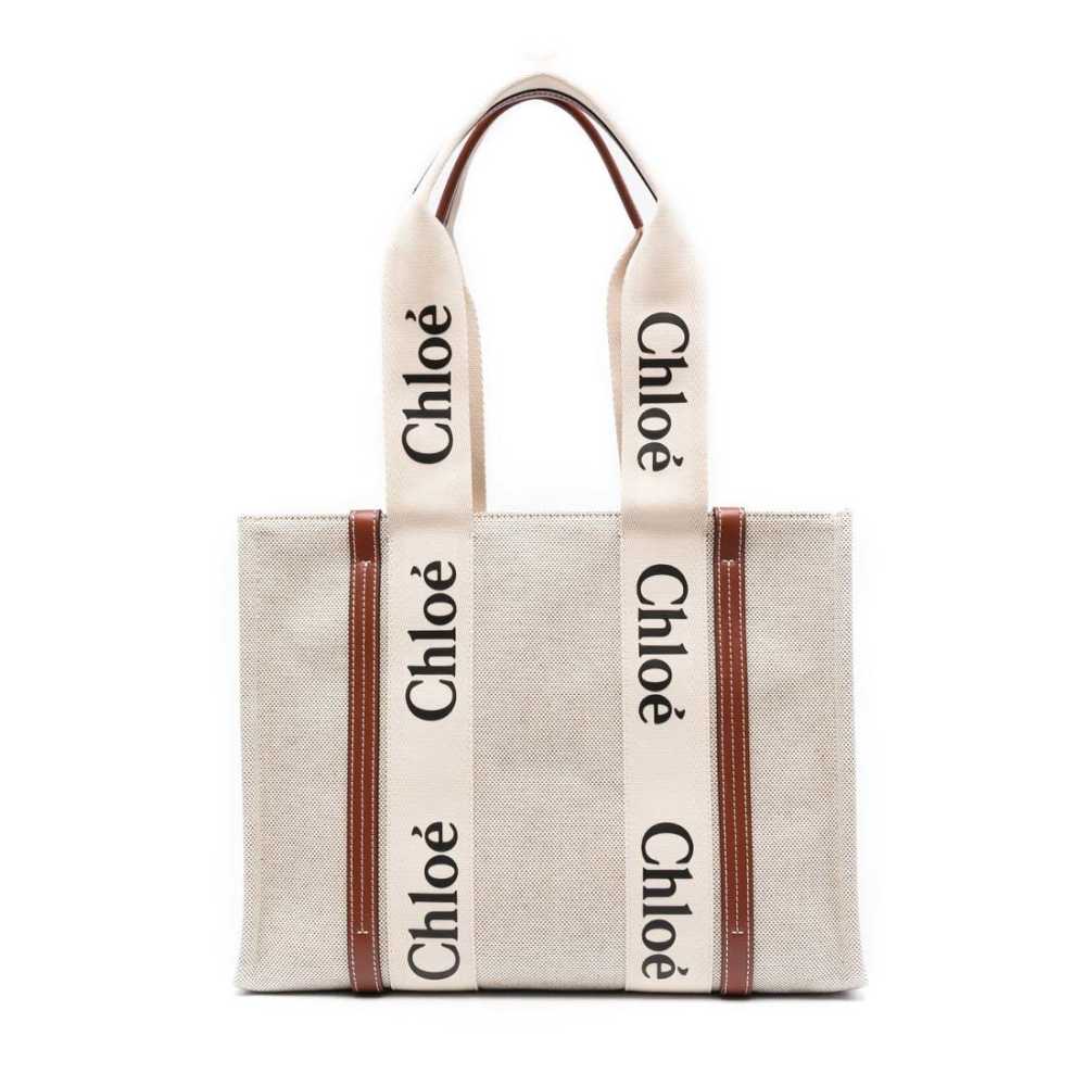 Chloe Woody Large White Tote Bag