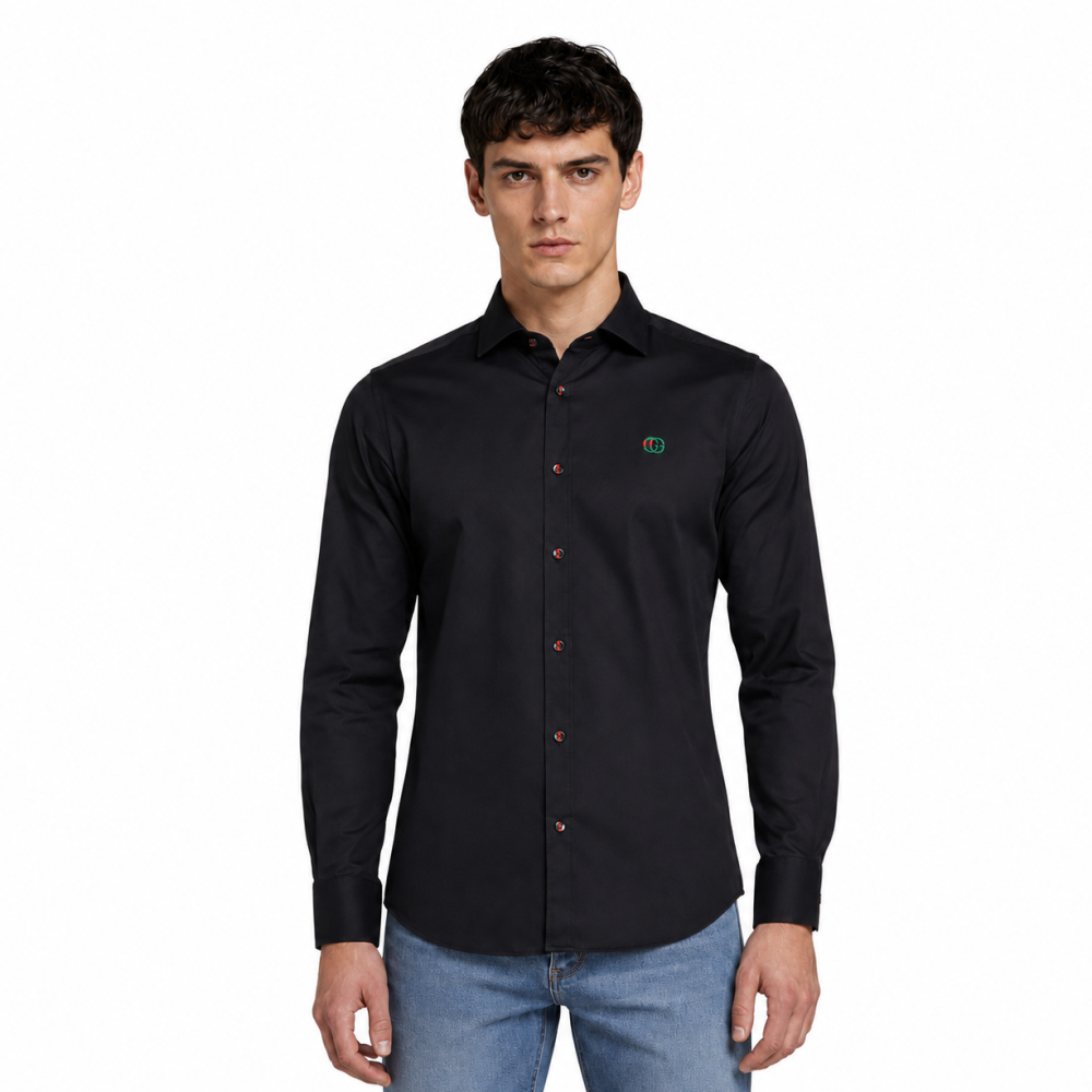 Gucci Embroidered logo Black Premium Luxury Shirt