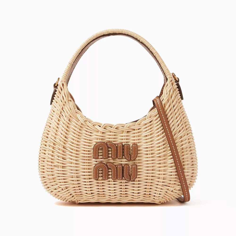 Miu Miu Wander Wicker Brown Handbag