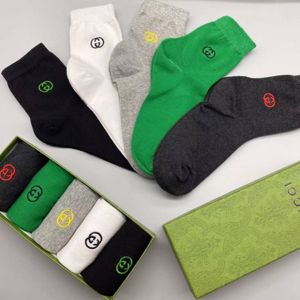 Gucci GG Embroidery Premium Ankle Socks - Pack of 5-thumb-0