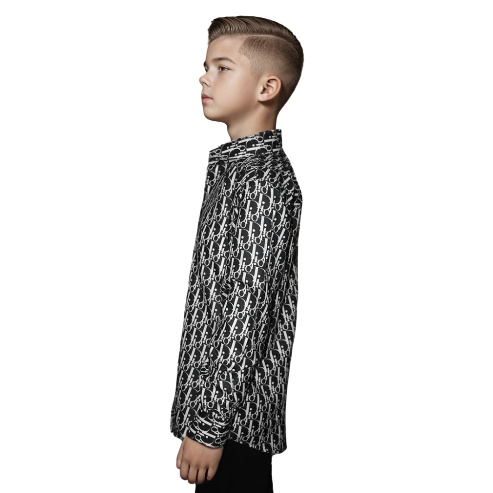 Dior Black Premium Quality Kids Shirt-thumb-2