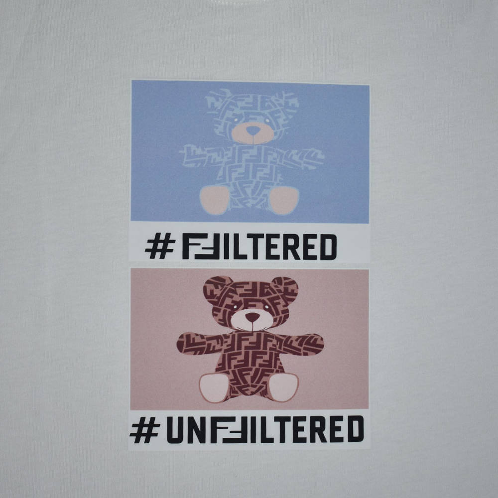 Fendi Teddy Print White Kids T-shirt-3