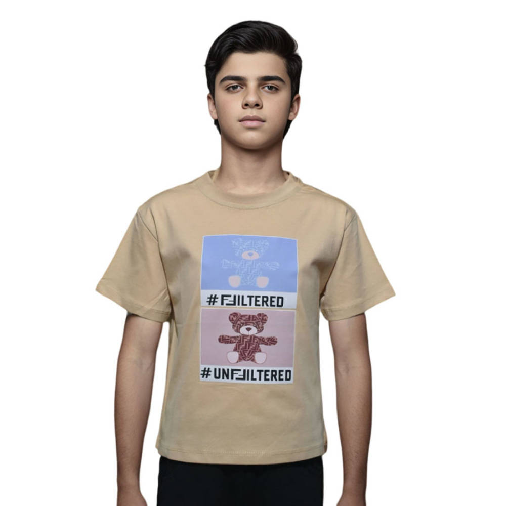 Fendi Teddy Print Brown Kids T-shirt-thumb-0