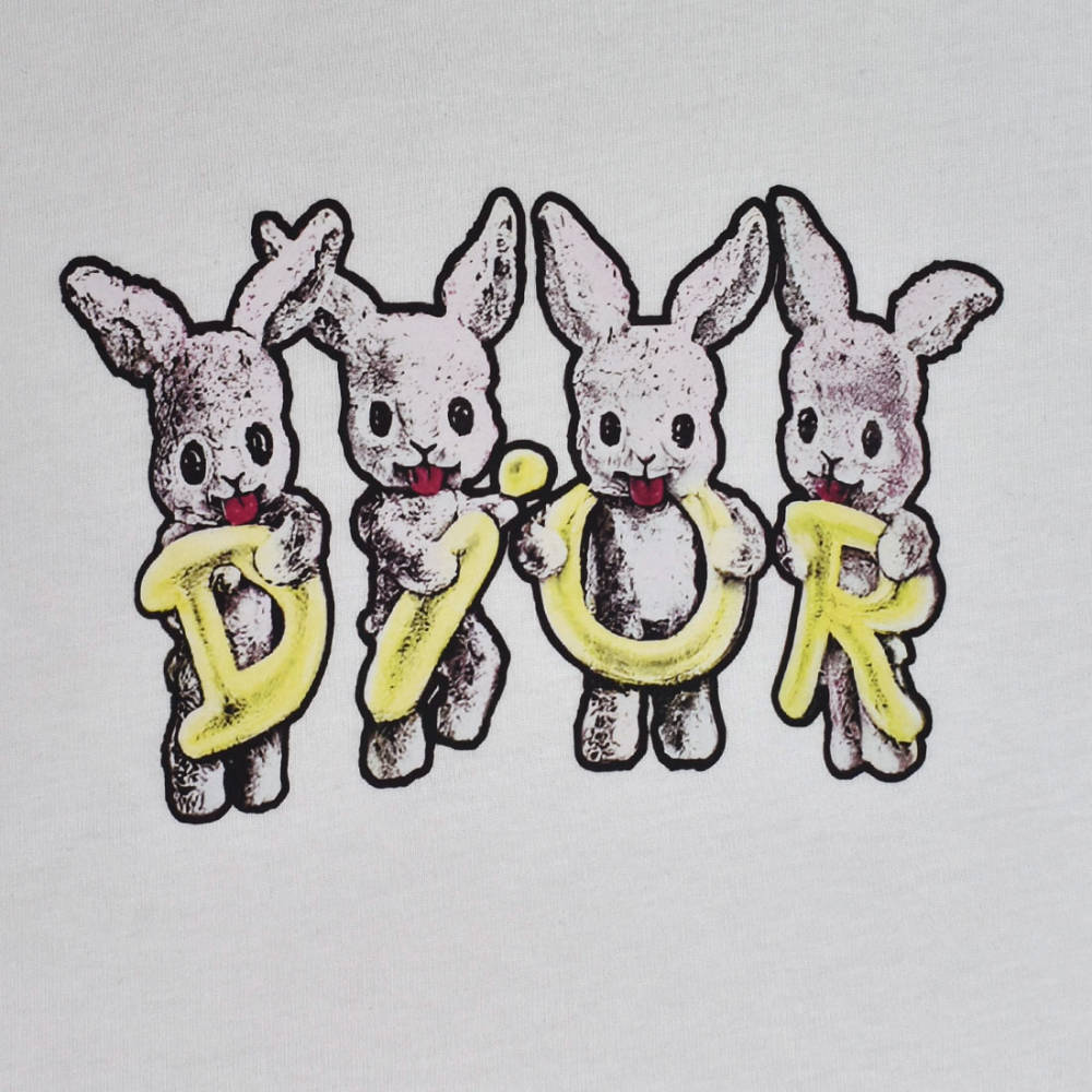 Dior Rabbit Print White Premium Kids T-shirt-3
